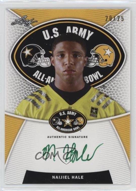 2014 Leaf US Army All-American Bowl Tour Green Ink /25 Naijiel Hale #TA-NH1 Auto - Image 1 of 2