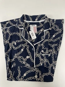 Women's DKNY Pyjama 2 Piece Notch Collar Set Navy Size Small - Picture 1 of 10