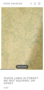 Rose Uniacke Sheer Linen In Forget Me-Not Squirrel On Honey  Fabric Lot - Picture 1 of 3