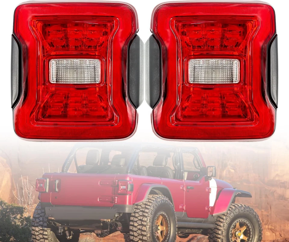 Luces traseras LED para Jeep Wrangler JL 2018-2024 con enchufe de punto ciego y par de soportes  Foto 1 de 4