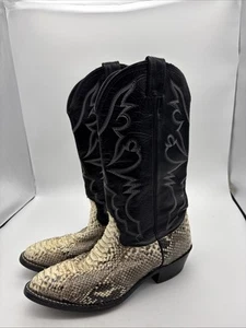 Larry Mahan Python Snakeskin Cowboy Boot 54236 LM3702 85D Made In Nocona, Texas - Picture 1 of 22