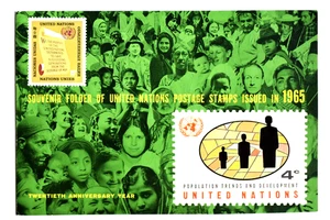 Vintage United Nations  Souvenir First Day Folder 1965  15  MH Stamps - Picture 1 of 3