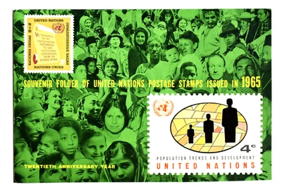 Vintage United Nations  Souvenir First Day Folder 1965  15  MH Stamps - Image 1 of 3