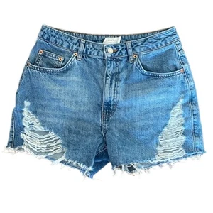 TOPSHOP Denim Shorts Cut Off Womens Size 8 Blue Jean - Bild 1 von 14