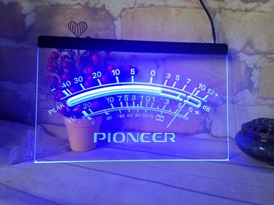 LED Neon Light Sign for Pioneer VU meter Radio Audio Video recording studio shop - Image 1 of 2