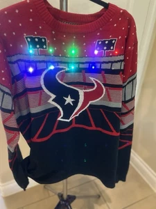 Officially Licensed NFL Houston Texans Bluetooth LightUp Ugly Sweater Christmas - Picture 1 of 7