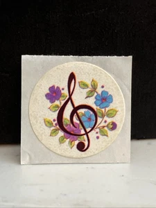 Adesivo vintage anni 80 BANCONOTA MUSICA e FIORI - Raro - Foto 1 di 5