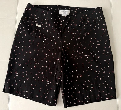 Peck & Peck Black Shorts Floral Print Stretchy Mid Rise Women's Size 10P - 30" W - Image 1 of 4
