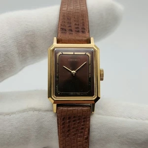 Seiko Damenuhr Vintage goldfarben mit braunem Zifferblatt mechanisch 1100-5400 - Bild 1 von 20