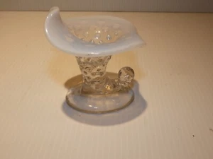 Jarrón vintage Fenton blanco opalescente Hobnail mini cornucopia - Imagen 1 de 4