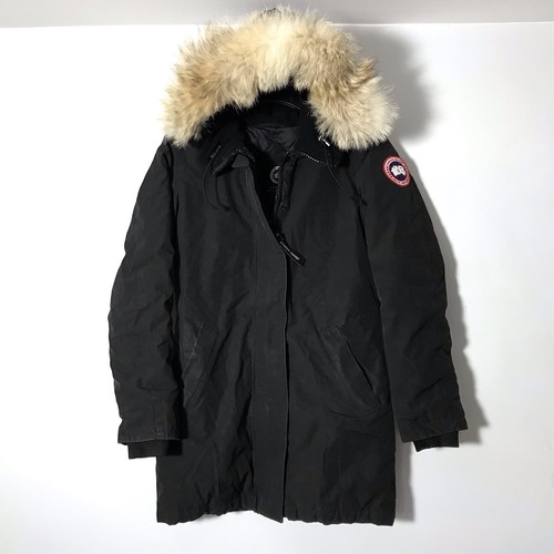 Canada Goose Coyote pelliccia di volpe piumino d'anatra nero puffer parka cappotto lungo donna XS