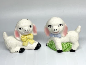 Vintage Ceramic Lamb Salt Pepper Shakers With Corks Japan Easter Spring - Picture 1 of 7