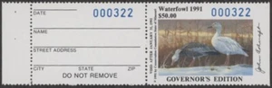 1991 Missouri Governor's Edition Duck Stamp Hunter Type with Tab Mint NH - Picture 1 of 1