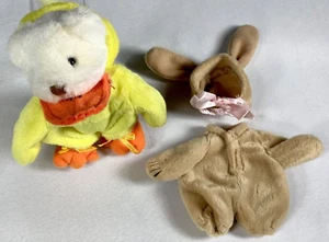GANZ Wee Bear 1995 Easter Mini Duck & Bunny Costumes 5” White Stuffed Animal EUC - Picture 1 of 4