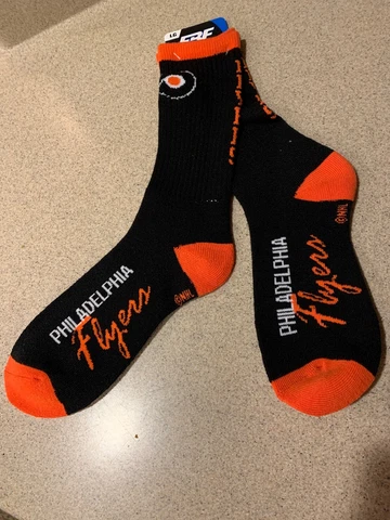 Philadelphia Flyers NHL Team Color Socks Mens, Size Large 10-13, NWT Cover