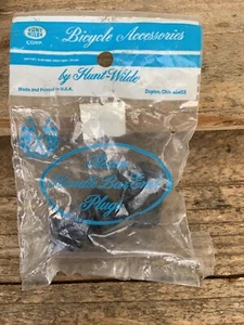 NOS Vintage Road Bike Muscle White Hunt Black  Handlebar Plugs-Racing Flags - Picture 1 of 2
