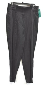 H&M Conscious Womens Black Flat Front Straight Leg Tie Belt Casual Pants 8 - Picture 1 of 10