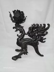 Antique Cast Iron Griffin Candleholder #5808 - Picture 1 of 24