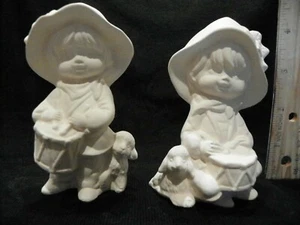 Set of 2 Christmas Drummer Boy figures white ceramic bisque ready to paint - Picture 1 of 10