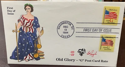 #2879  + 2880 Post Card Rate "G" Old Glory  , Pugh  FDC Perfect! 48/48 - Image 1 of 2