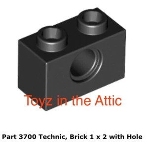 Lego 1x 3700 Black Technic, Brick 1 x 2 with Hole 6972 - Picture 1 of 1