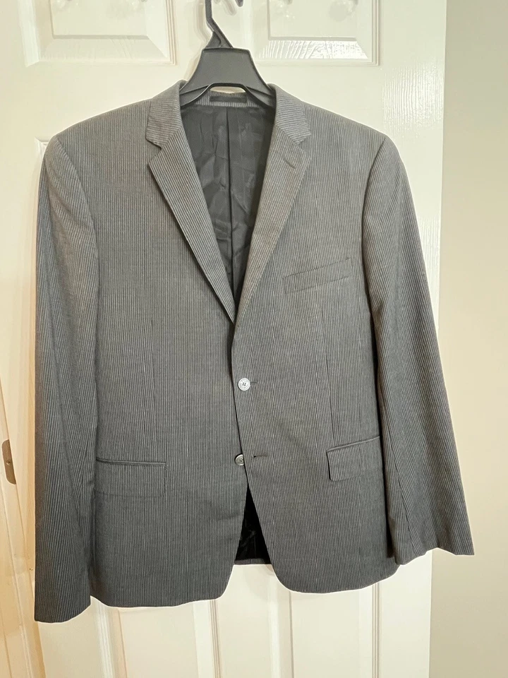 Versace Collection Men’s Pinstripe Blazer Size 54 EU / 44 US - Gray Wool Blend - Image 1 of 4