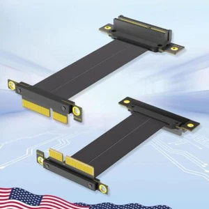 PCI-E 4.0 X1/X4 Riser Cable PCIE 4.0 Extension Cable 90° Mounting for GPU Black - Afbeelding 1 van 18