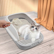 Cat Litter Box Case Self Cleaning Anti-splashing Semi-closed Cats Toilet Grey