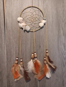 Dream Catcher Shells Wood Beads appox 18" Long Brown and Cream - Picture 1 of 8