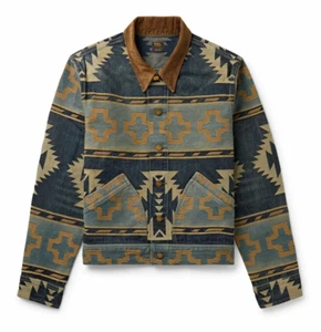 Limited Double RL RRL Ralph Lauren Corduroy Trim Valero Jacquard Trucker Jacket - Picture 1 of 10