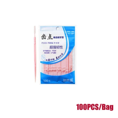 100pcs Double-ended Fish Bone Shaped Disposable Plastic Toothpick Dental Floss  - Image 1 of 4