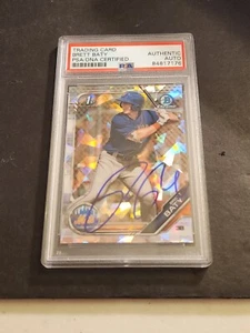2019 Bowman Chrome Sapphire Brett Baty Auto BDC-39 Signed PSA/DNA COA Mets QTY - Picture 1 of 2