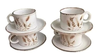 Vintage Ceramic Midwinter Coffee Cup And Saucer X 4 Stonehenge. - Image 1 of 4