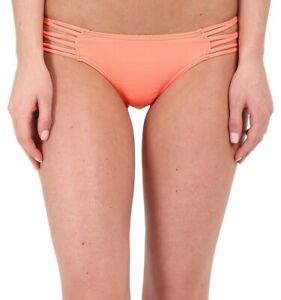 O Neill Salt Water Solids Knotted Womens Tab Side Bikini Bottom Peach Size M