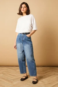 Oasis Vintage Wash Barrel Leg Jeans Womens Casual Jeans - Picture 1 of 5