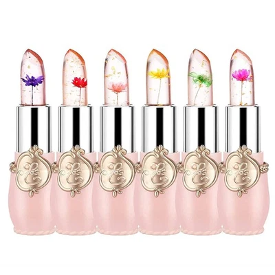 firstfly Pack of 6 Crystal Flower Jelly Lipstick, Long Lasting Nutritious Lip - Image 1 of 4
