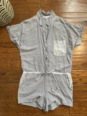 Mameluco YFB by Young Fabulous roto para mujer pequeño gris manga corta mezcla de lino Foto 1 de 4