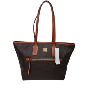NWT DOONEY & BOURKE Tmoro Tote Bag DARK BROWN & COGNAC Leather Shopper Handbag - Picture 1 of 12