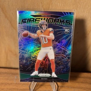 Bo Nix 2024 Prizm Fireworks Rookie Green Prizm #FW-BN Denver Broncos RC Insert - Picture 1 of 2