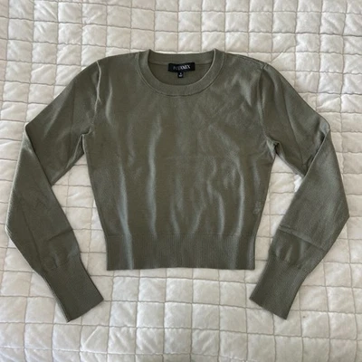 Suéter cáqui verde cropped intermix gola redonda tamanho pequeno - Imagem 1 de 4