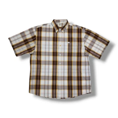 G Unit Heavy Weight Button Up Plaid Cotton Short Sleeve Logo Shirt Men's 3XL Y2K - Image 1 of 4