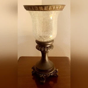 Dunkelbraun Distressed Crackle Glas Hurricane Stil Kerzenhalter - Bild 1 von 7