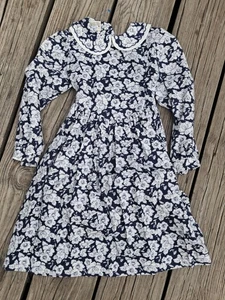 Vintage 90s Laura Ashley Cottage Prairie Calico Floral Dress Girls Size 7 8 - Picture 1 of 2