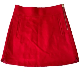 JCREW Minirock aus Double-Serge Wolle F8325 00 rot gold Reißverschluss Akzente Riverdale - Bild 1 von 13