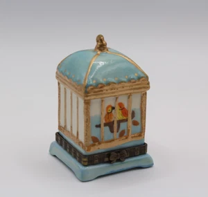 Vogelkäfig aufklappbar Keramik Schmuckschatulle mit Turteltauben Vintage - Bild 1 von 9