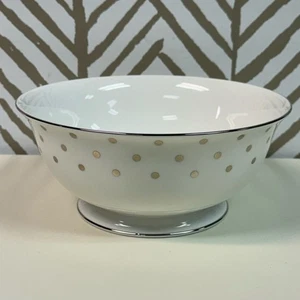Kate Spade Lenox Larabee Road Platin Servierschale mit Fuß silber gepunktet USA - Bild 1 von 4
