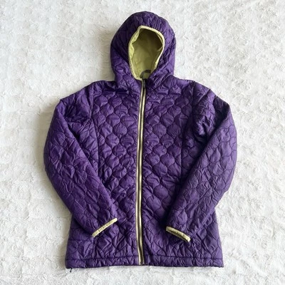 Lands End Jacket Girls Large Purple Insulated Full Zip Hood Packable Quilted - Image 1 of 4