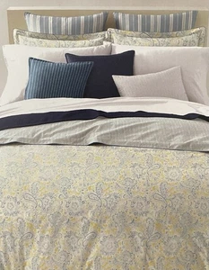Ralph Lauren MARISA Full Queen Duvet Cover & Shams Set 3pc Blue Yellow Paisley - Picture 1 of 9
