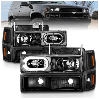 Anzo Left Right Headlight For 1988-1998 Chevrolet C1500 Halogen Black Interior - Image 1 of 4