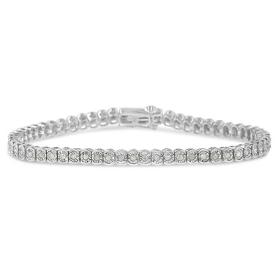 Brazalete de tenis circular con corte de diamante de 1,0 quilates en plata de ley de 7" Foto 1 de 4